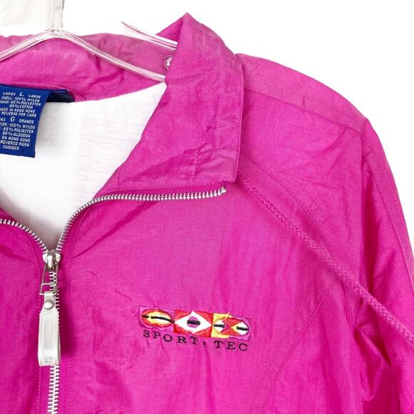 Vintage Catalina Pink Full Zip Windbreaker Sz L - Picture 3 of 8